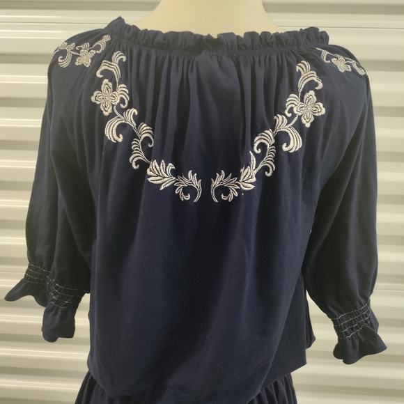 Ariat | Smocked Ruffle Dress W/ Western Embroidery Detail Women's Size Small - Picture 9 of 15